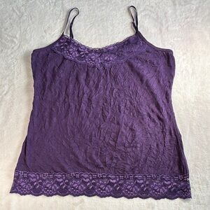 Maurices Lace Trim Crinkle Cami XL Purple